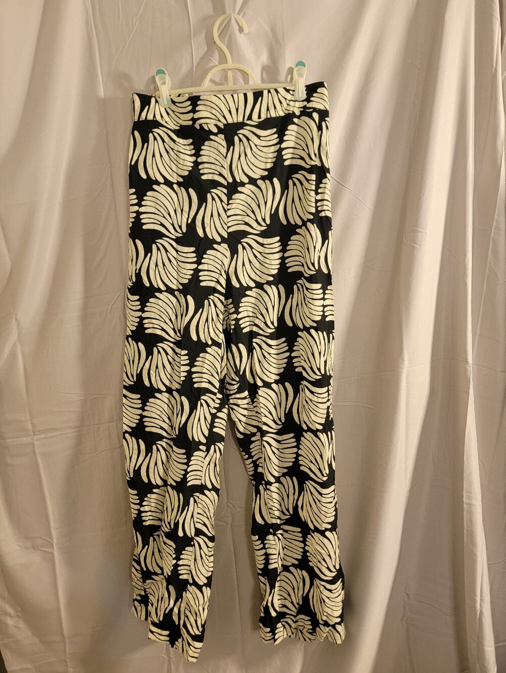A New Day Black & Cream Palm Leaf Print Wide Leg Pants 4X